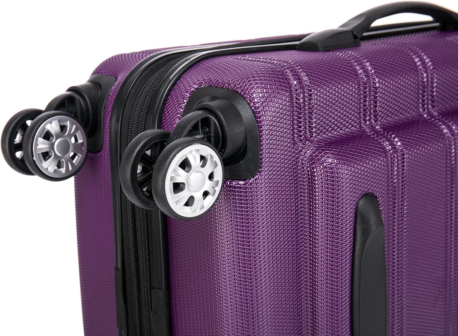 imageRockland Melbourne Hardside Expandable Spinner Wheel Luggage Set White CarryOn 20Inch and Tote 14InchPurple