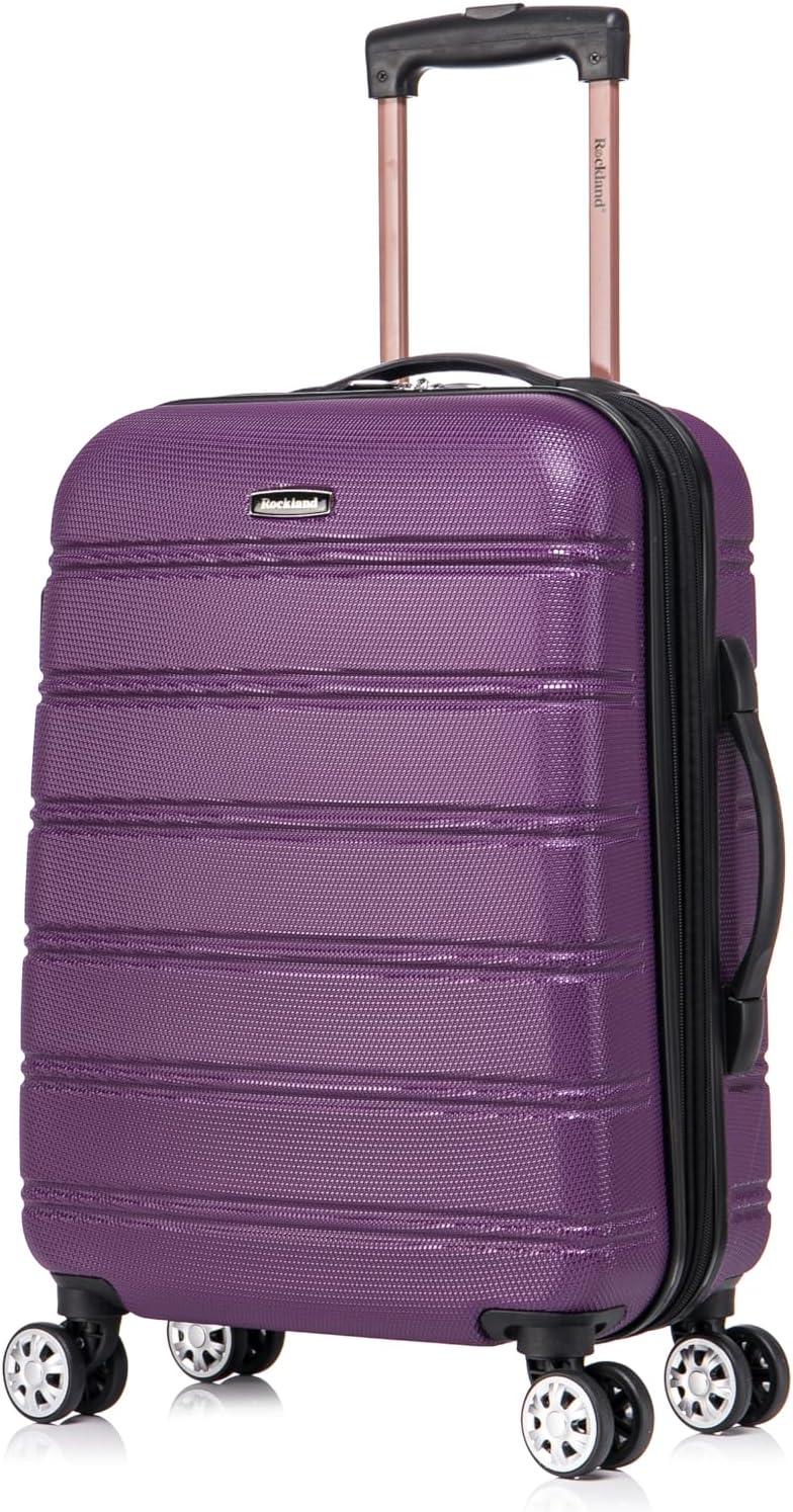 imageRockland Melbourne Hardside Expandable Spinner Wheel Luggage Set White CarryOn 20Inch and Tote 14InchPurple