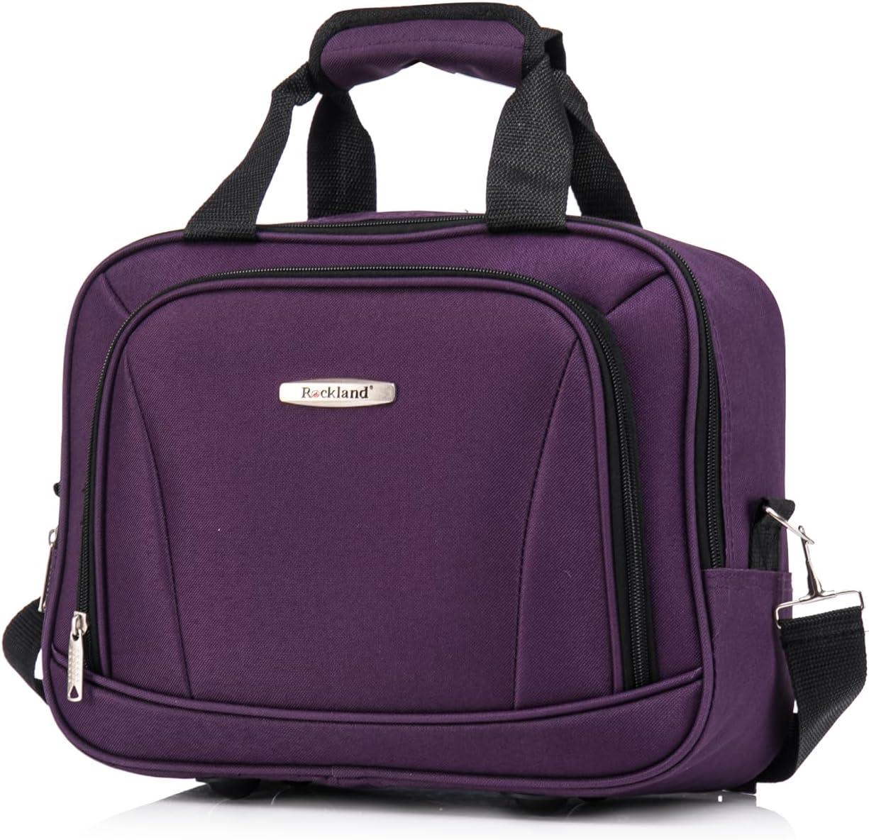imageRockland Melbourne Hardside Expandable Spinner Wheel Luggage Set White CarryOn 20Inch and Tote 14InchPurple