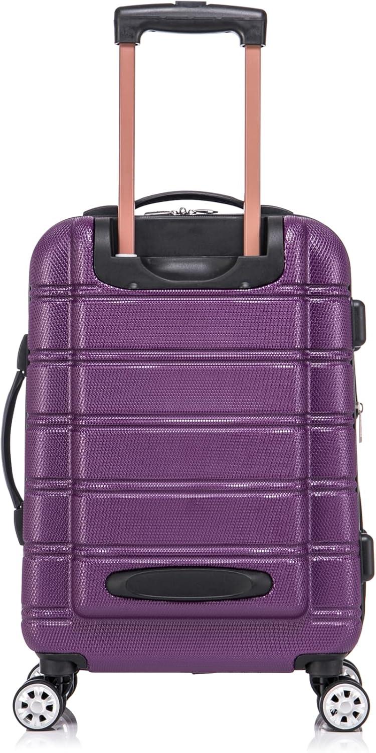 imageRockland Melbourne Hardside Expandable Spinner Wheel Luggage Set White CarryOn 20Inch and Tote 14InchPurple