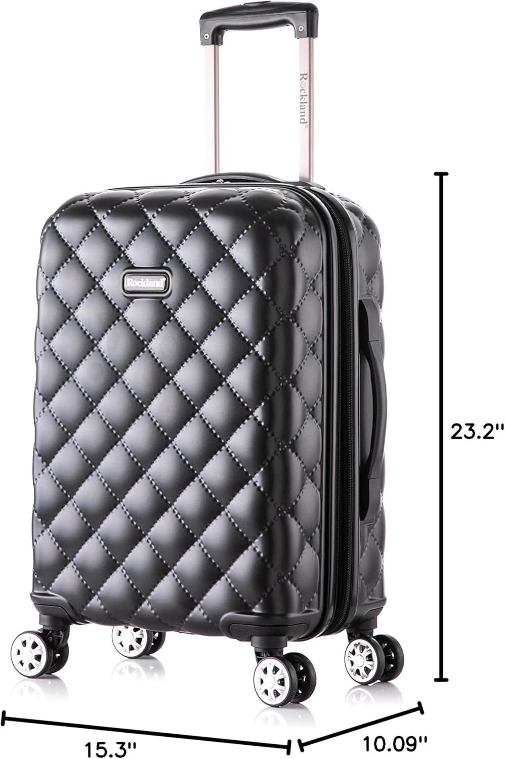 imageRockland Melbourne Hardside Expandable Spinner Wheel Luggage Set White CarryOn 20Inch and Tote 14InchQuilt