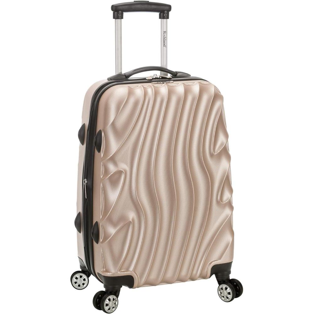 imageRockland Melbourne Hardside Expandable Spinner Wheel Luggage Set White CarryOn 20Inch and Tote 14InchGold Wave