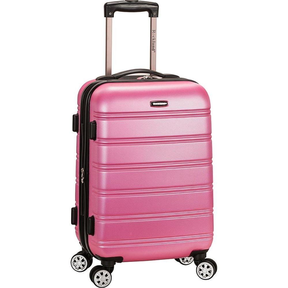 imageRockland Melbourne Hardside Expandable Spinner Wheel Luggage Set White CarryOn 20Inch and Tote 14InchPink