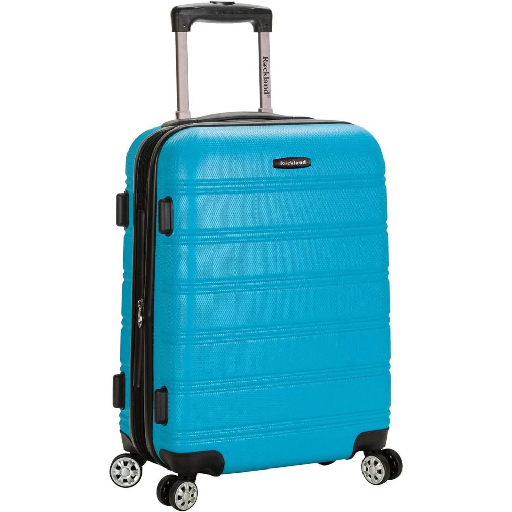 imageRockland Melbourne Hardside Expandable Spinner Wheel Luggage Set White CarryOn 20Inch and Tote 14InchTurquoise