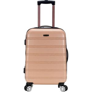 Rockland Melbourne Hardside Expandable Spinner Wheel Luggage Set, White, Carry-On 20-Inch and Tote 14-Inch(Champagne)