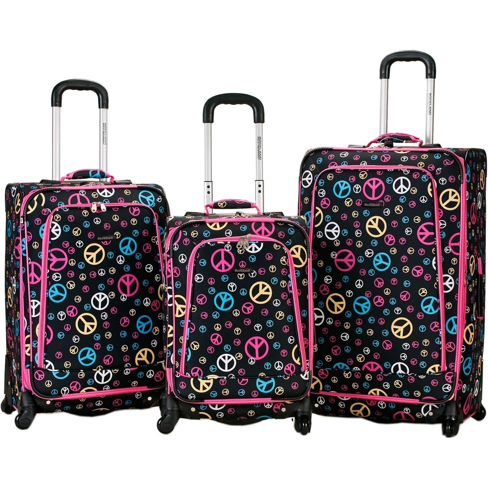 imageRockland Fusion Softside Spinner Wheel Luggage Peace 3Piece Set 202428Peace