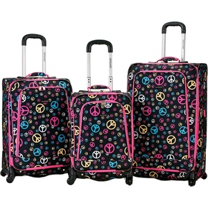 Rockland Fusion Softside Spinner Wheel Luggage, Peace, 3-Piece Set (20/24/28)(Peace)